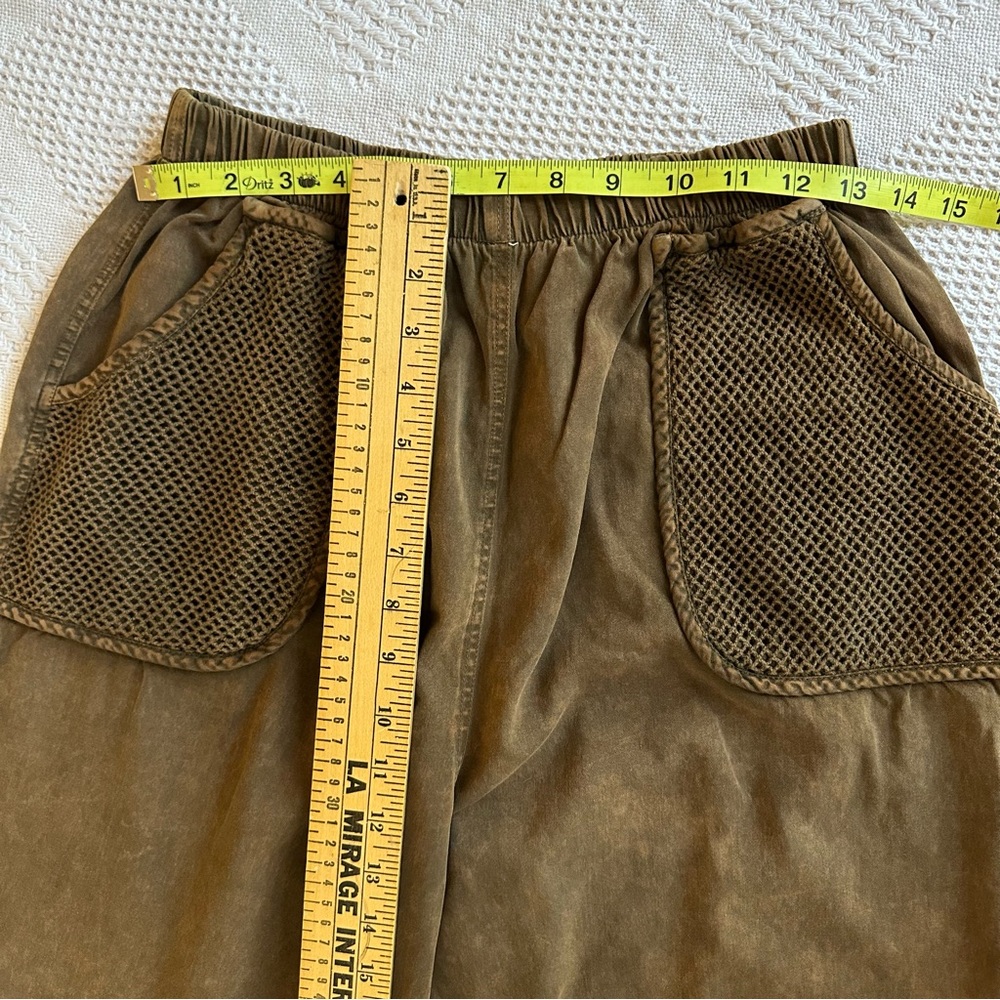 Y2K Gorpcore Utility Pants-Embroidered Patchwork Mesh Pockets-Earthy Brown-M - Picture 8 of 12